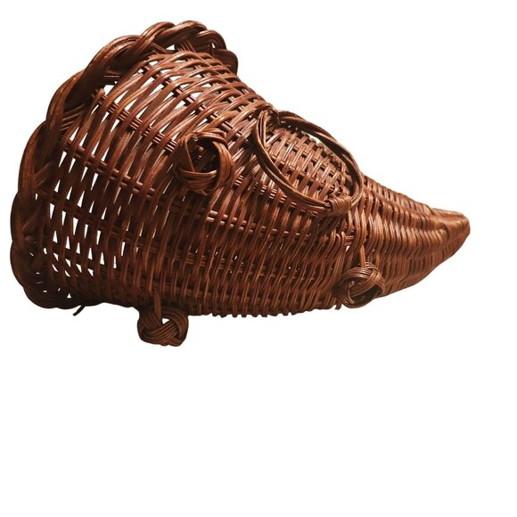 Vintage Woven Cornucopia Basket Centerpiece Decor 13" Long - Picture 5 of 5